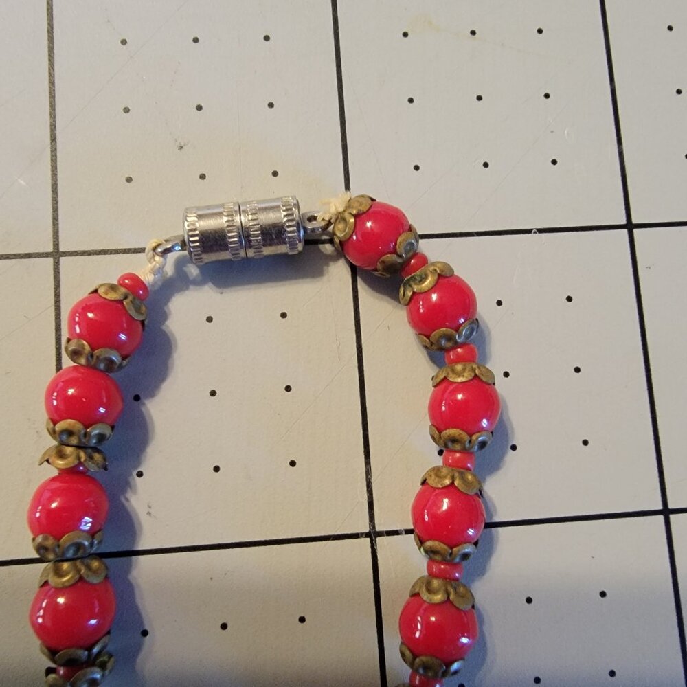 Vintage Red Necklace 7-inches long.